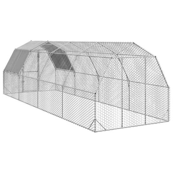 Volière poulailler 20 m² acier galvanisé avec bâche de toit pour jardin Argent – ComfortXL Outdoor Living - Image 5