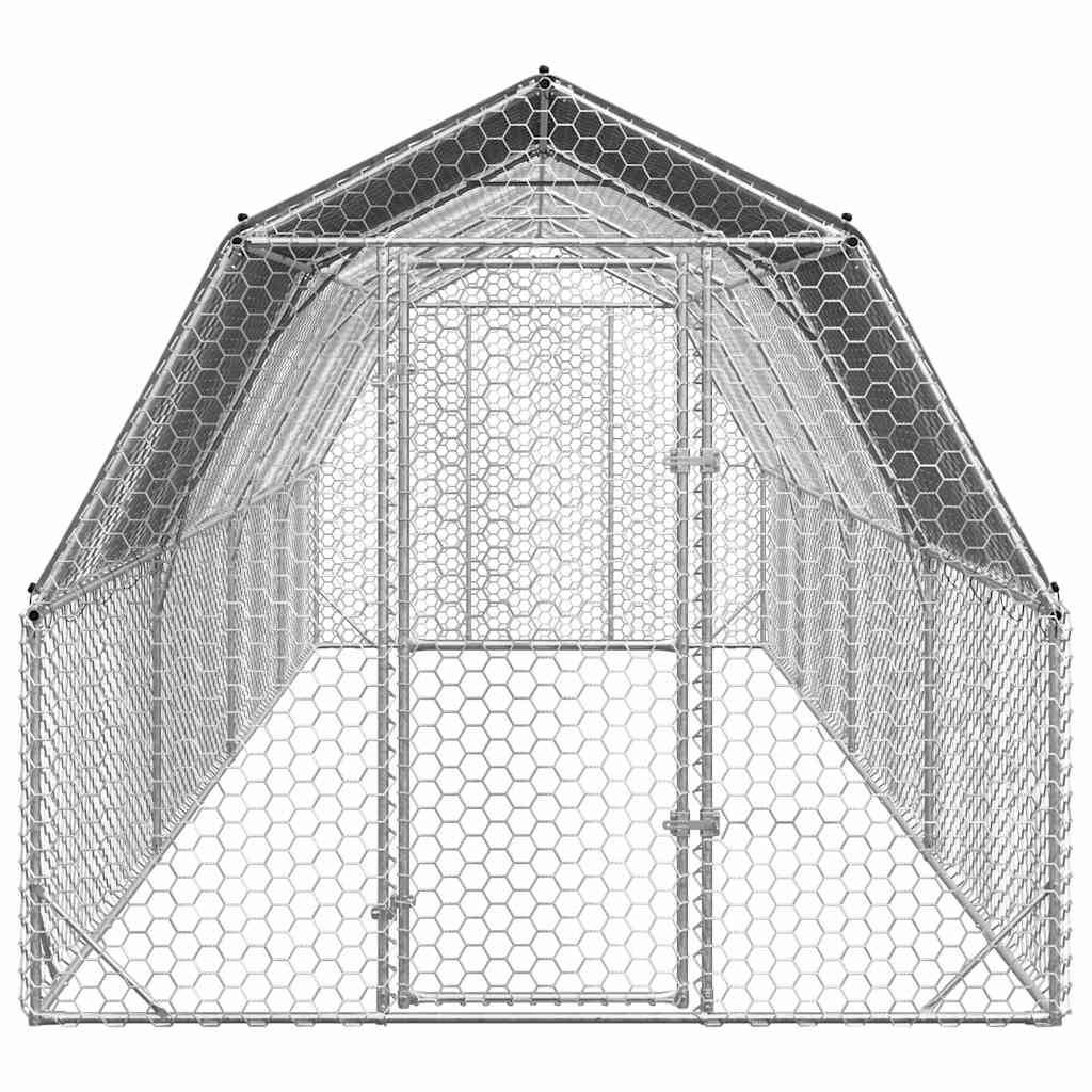 Volière poulailler 20 m² acier galvanisé avec bâche de toit pour jardin Argent – ComfortXL Outdoor Living - Image 3