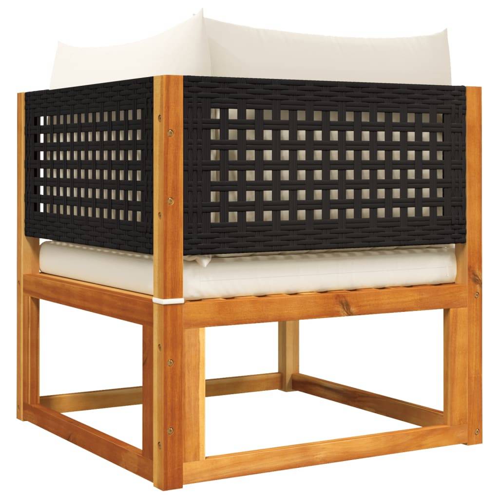 Ensemble de canapés de jardin | Canapé D'extérieur | Sofa De Jardin 3 pièces avec coussins en bois d'acacia et rotin Maison Chic - Image 6