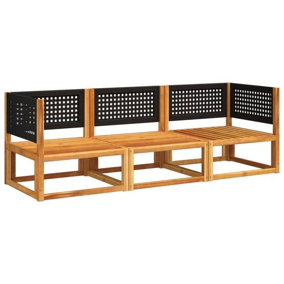 Ensemble de canapés de jardin | Canapé D'extérieur | Sofa De Jardin 3 pièces avec coussins en bois d'acacia et rotin Maison Chic - Image 3