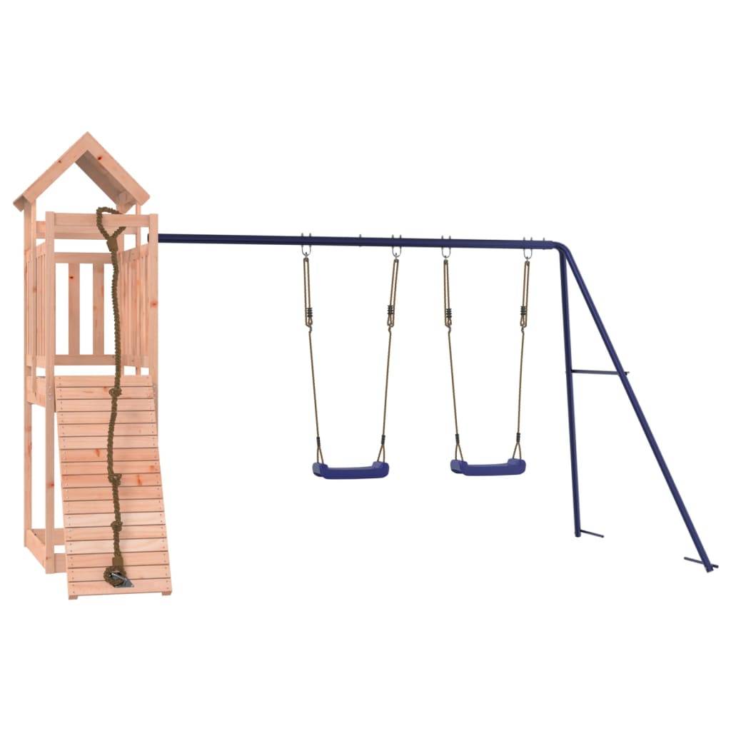 Helloshop26 - Aire de jeux d'extérieur balançoires toboggan portiques robuste 314 x 186 x 214 cm jeux jardin bois massif de douglas - Image 1