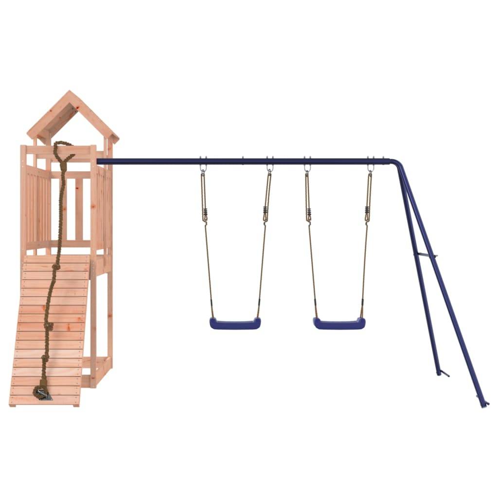 Helloshop26 - Aire de jeux d'extérieur balançoires toboggan portiques robuste 314 x 186 x 214 cm jeux jardin bois massif de douglas - Image 3