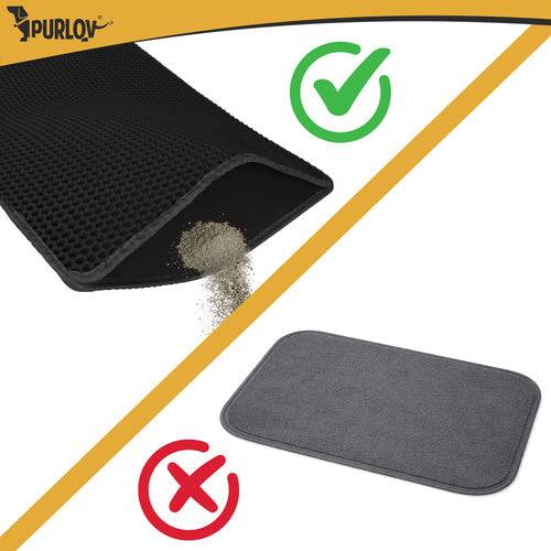 Tapis pour bac à litière Purlov 75 x 55 cm, noir, double couche, mousse EVA alvéolée - Image 4