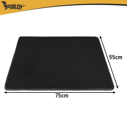 Tapis pour bac à litière Purlov 75 x 55 cm, noir, double couche, mousse EVA alvéolée - Image 3