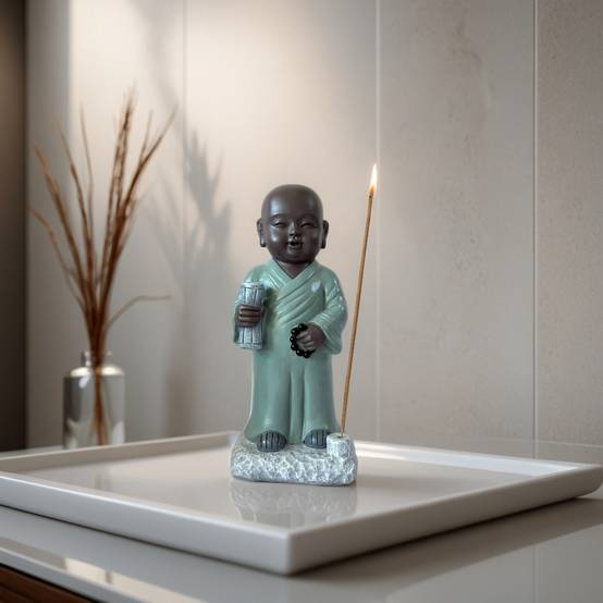 Zen Light - Statue Bouddha Porte-Encens Tripitaka -Ambiance zen et harmonieuse-figurine porte-bonheur- idée cadeaux-H22cm–Zen'Light - Image 2