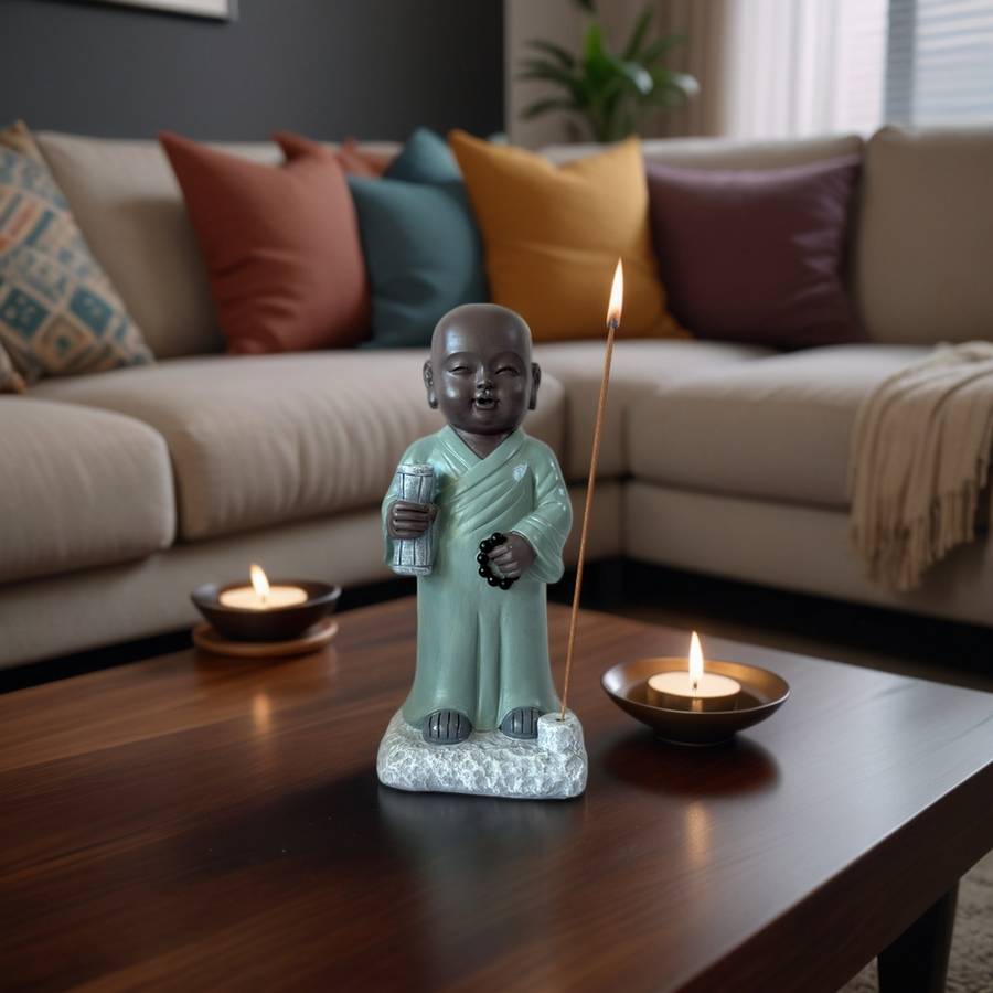 Zen Light - Statue Bouddha Porte-Encens Tripitaka -Ambiance zen et harmonieuse-figurine porte-bonheur- idée cadeaux-H22cm–Zen'Light - Image 7