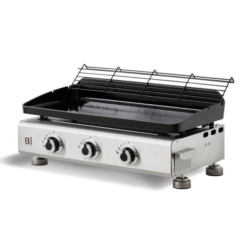 Brasero - Plancha au gaz brasero Silvia II G Inox - 3 brûleurs - 67 x 34 cm - Plaque en fonte fabriquée en France, Gris - Image 4