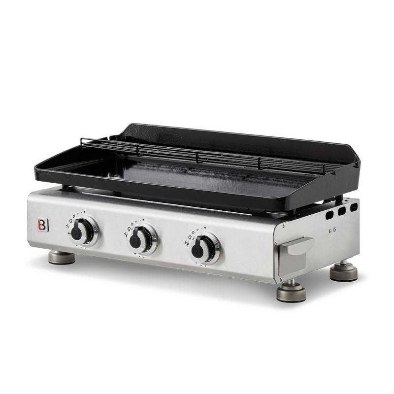Brasero - Plancha au gaz brasero Silvia II G Inox - 3 brûleurs - 67 x 34 cm - Plaque en fonte fabriquée en France, Gris - Image 1