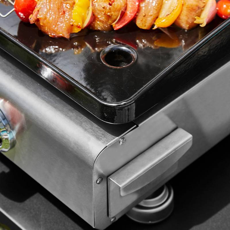 Brasero - Plancha au gaz brasero Silvia II G Inox - 3 brûleurs - 67 x 34 cm - Plaque en fonte fabriquée en France, Gris - Image 7