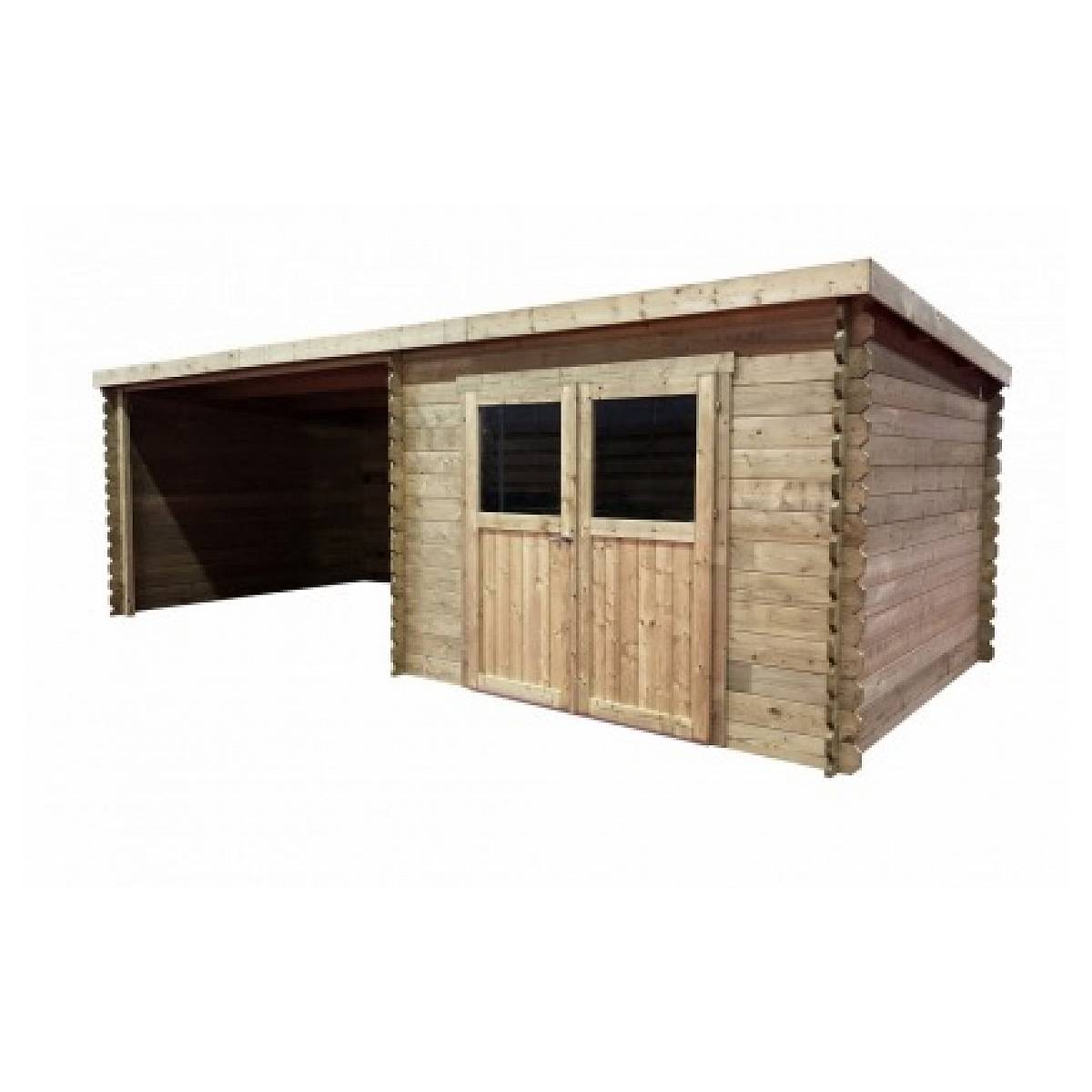Abri de jardin Rohan en bois traité autoclave de 19,82m² avec terrasse couverte - Image 2