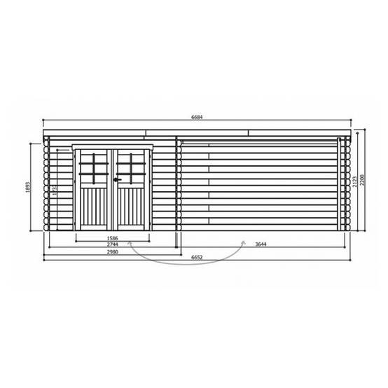 Abri de jardin Rohan en bois traité autoclave de 19,82m² avec terrasse couverte - Image 3