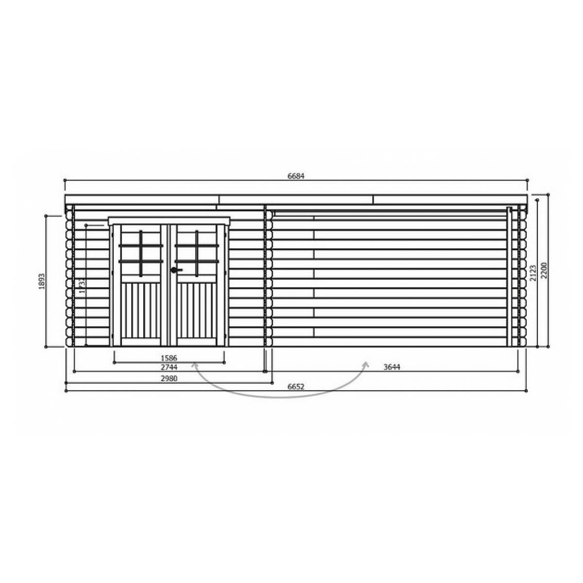Abri de jardin Rohan en bois traité autoclave de 19,82m² avec terrasse couverte - Image 3