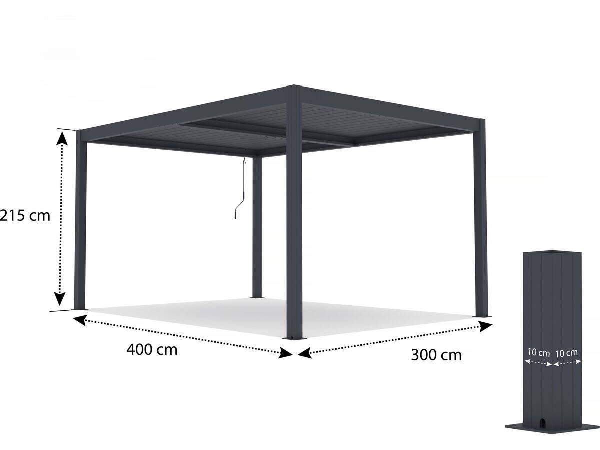 Pergola Bioclimatique Avec Led "windsor Premium" En Aluminium 3 X 4 - Gris -habitat Et Jardin - Image 4