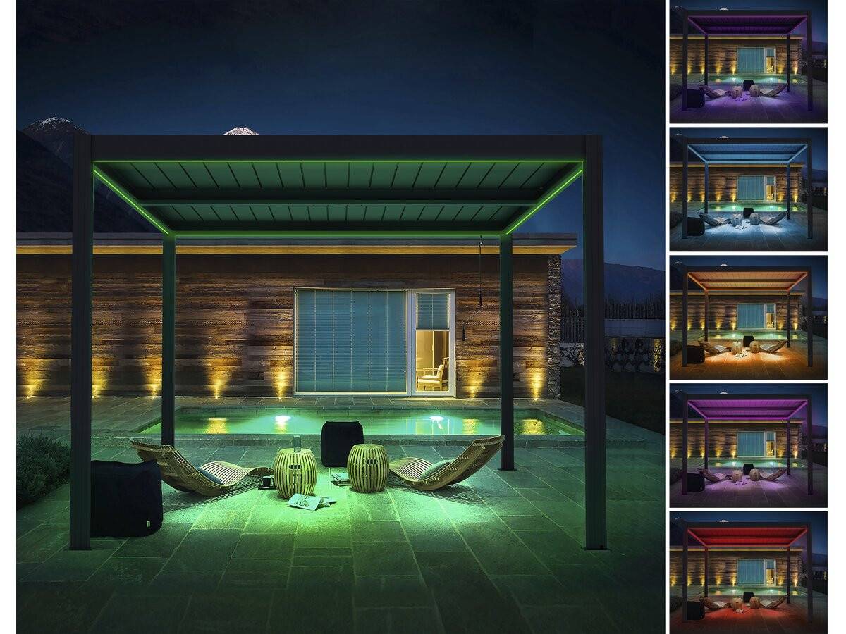 Habitat Et Jardin - Pergola Bioclimatique Avec Led "windsor Premium" En Aluminium 3 X 4 - Gris -habitat Et Jardin - Image 2