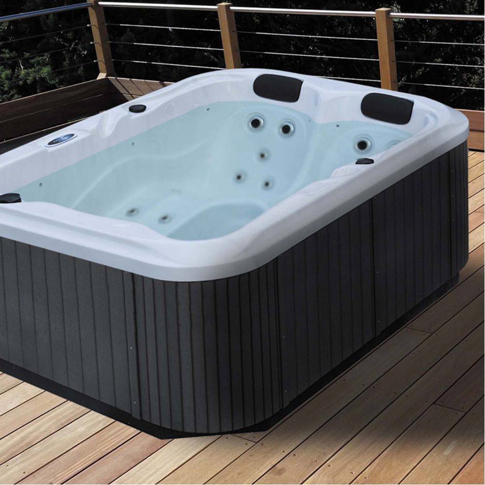 Alpina - Spa rigide gris et blanc marbré jets et leds Costa (3 places dont 2 allongées) - Image 2