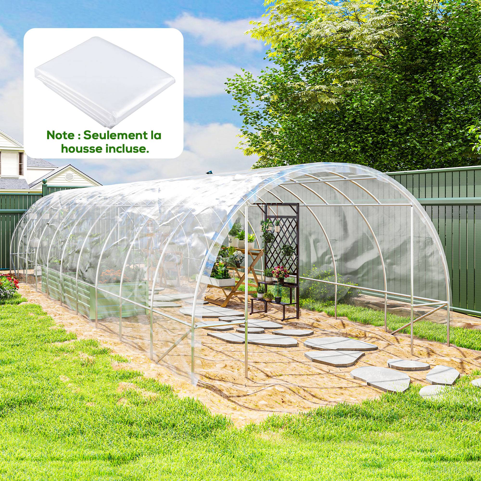 Outsunny - Bâche pour serre 6x10m imperméable résistante aux UV polypropylène 150g/m² transparent - Outsunny - Image 2