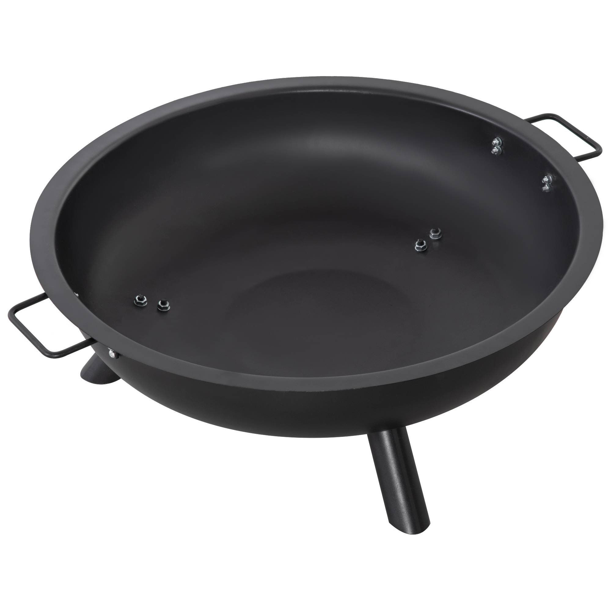 Outsunny - Brasero boule de feu cheminée foyer extérieur dim. 79L x 69l x 25,5H cm 2 poignées tisonnier acier noir - Outsunny - Image 4