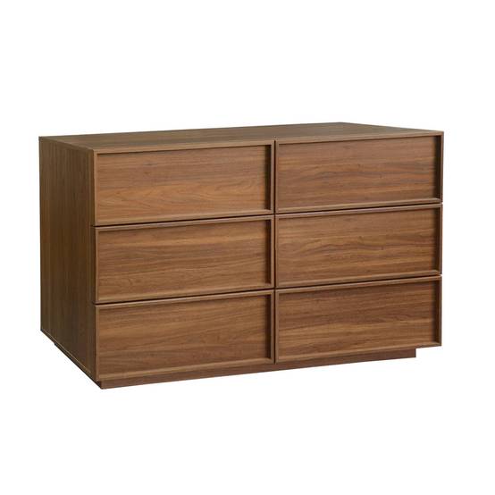 sweeek - Commode de rangement effet bois 6 tiroirs noyer L 120 x P 43 x H 75cm - Kuba | sweeek - Image 2