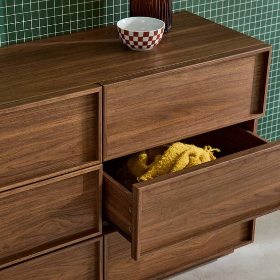 sweeek - Commode de rangement effet bois 6 tiroirs noyer L 120 x P 43 x H 75cm - Kuba | sweeek - Image 6