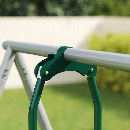 ComfortXL - Portique balançoire 5 en 1 en acier multicolore 382 cm pour jardin avec toboggan et balançoires réglables - Image 9