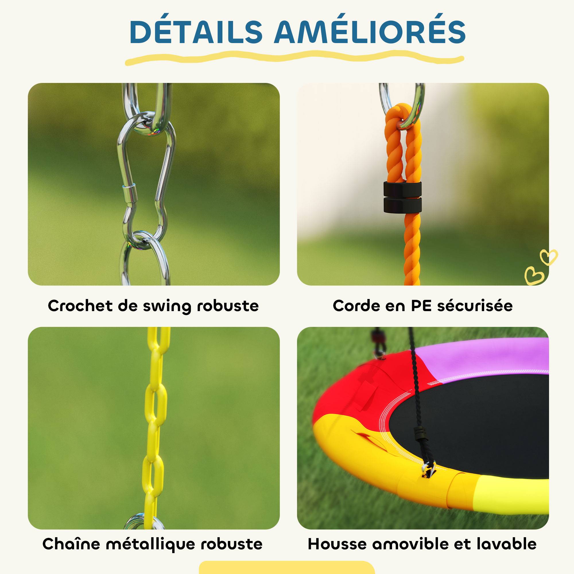 ComfortXL - Portique balançoire 5 en 1 en acier multicolore 382 cm pour jardin avec toboggan et balançoires réglables - Image 8