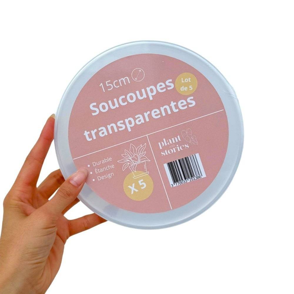 Soucoupes transparentes pour plantes - Soucoupes rigides - Coupelles pour plantes - X5 unités - Pot de 9cm - Image 5