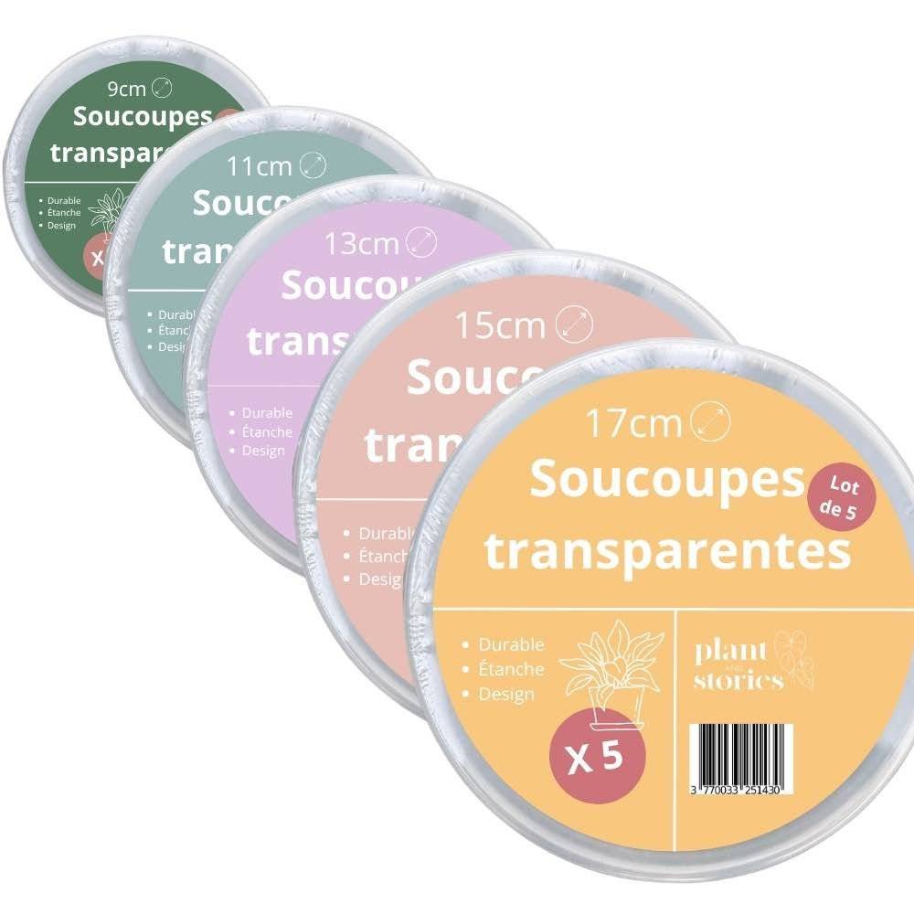 Soucoupes transparentes pour plantes - Soucoupes rigides - Coupelles pour plantes - X5 unités - Pot de 9cm - Image 9
