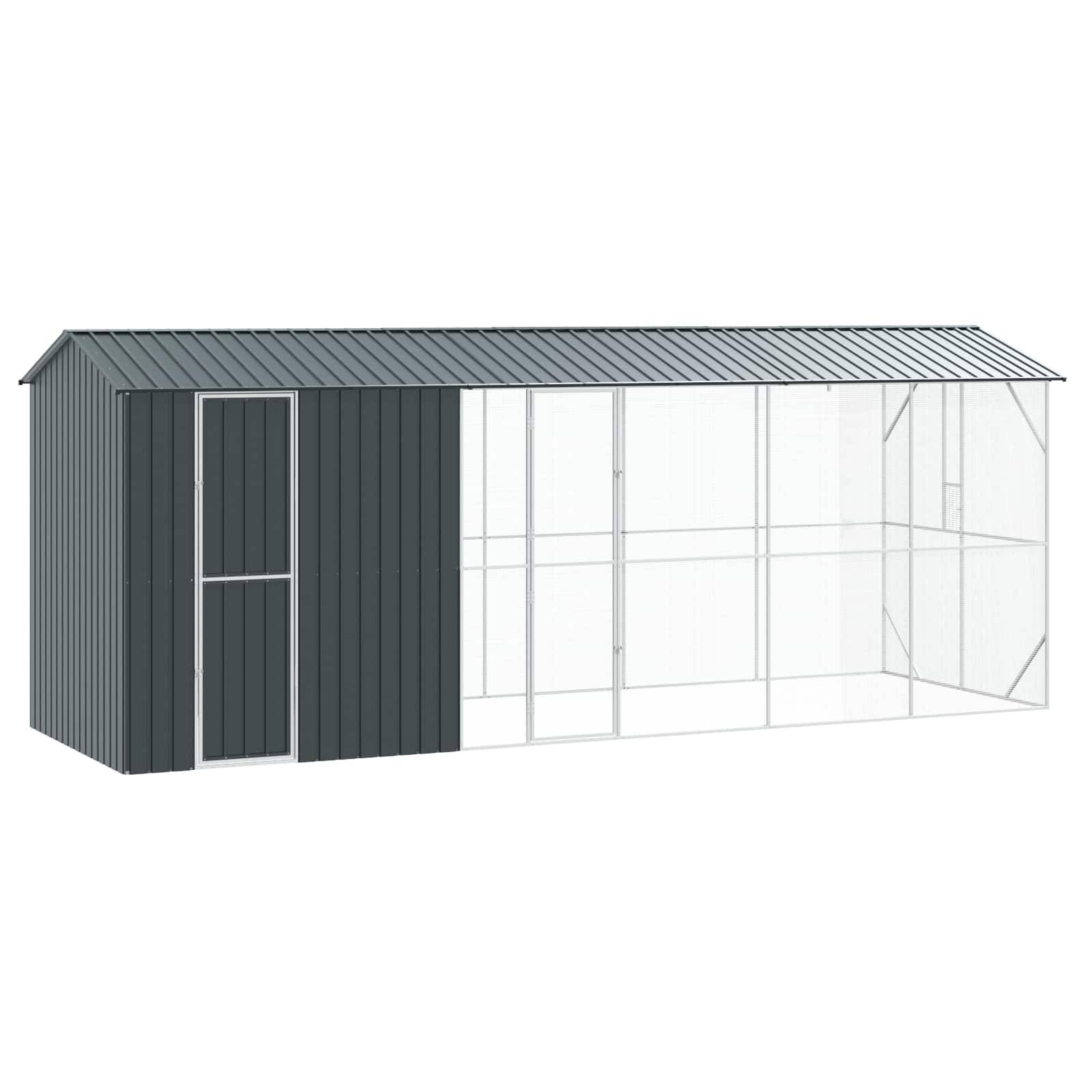 Volière Extérieure Longue Acier Galvanisé 645x208cm Anthracite - ComfortXL Outdoor Living - Image 1