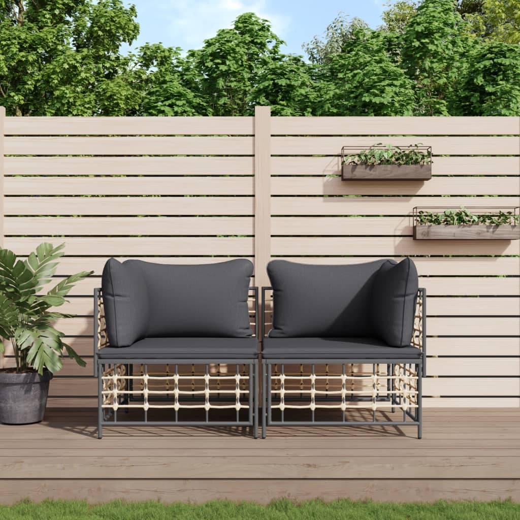 Canapés d'angle sectionnels avec coussins 2 pcs | Canapé D'extérieur | Sofa De Jardin résine tressée Maison Chic - Image 2