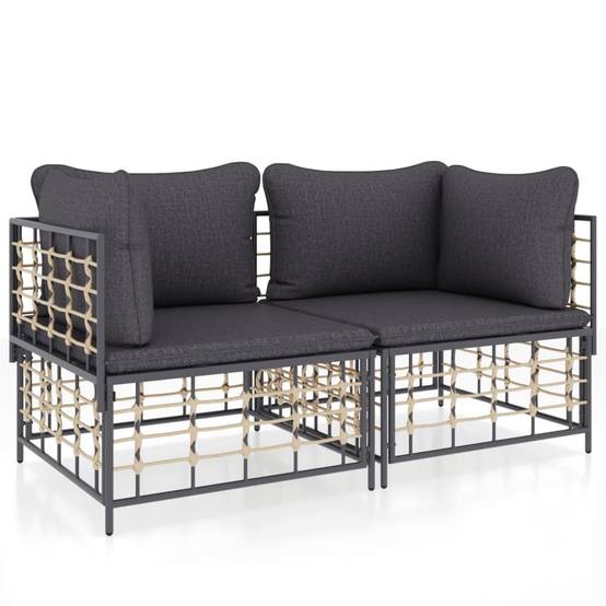 Canapés d'angle sectionnels avec coussins 2 pcs | Canapé D'extérieur | Sofa De Jardin résine tressée Maison Chic - Image 1