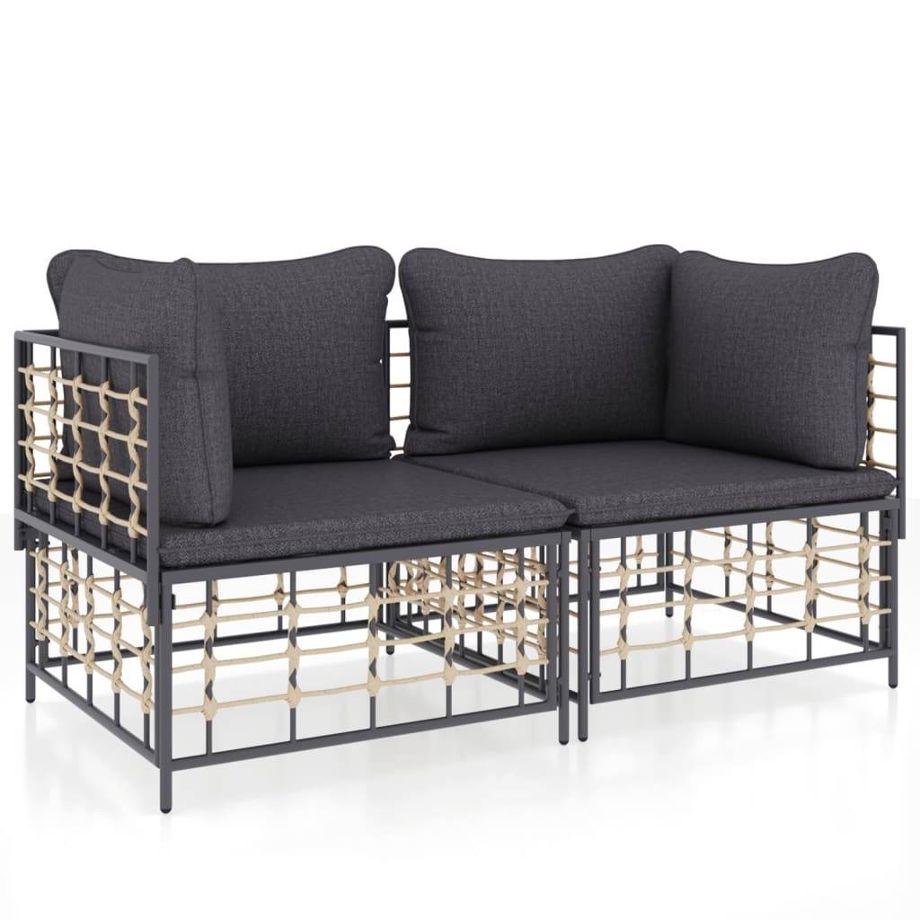 Canapés d'angle sectionnels avec coussins 2 pcs | Canapé D'extérieur | Sofa De Jardin résine tressée Maison Chic - Image 1