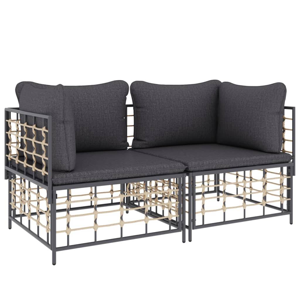Canapés d'angle sectionnels avec coussins 2 pcs | Canapé D'extérieur | Sofa De Jardin résine tressée Maison Chic - Image 3