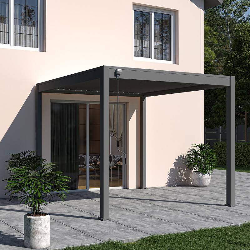 Ombrea - Pergola bioclimatique autoportante Ombréa VS 3x3M Anthracite + 1 store - Image 4