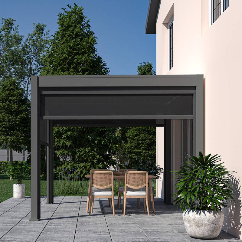 Ombrea - Pergola bioclimatique autoportante Ombréa VS 3x3M Anthracite + 1 store - Image 3