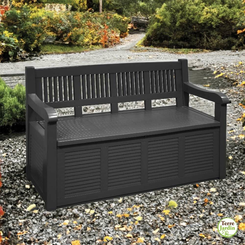 Directachat56 Banc de Jardin Bois, avec Coffre de Rangement intégré