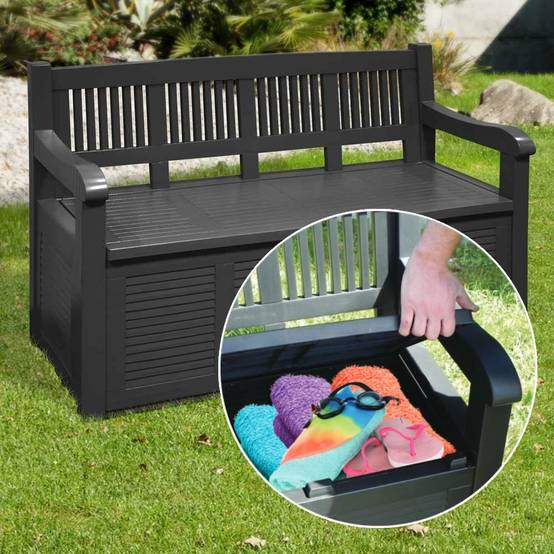 Sans Marque - Banc coffre de rangement plastique Salzburg - Image 4