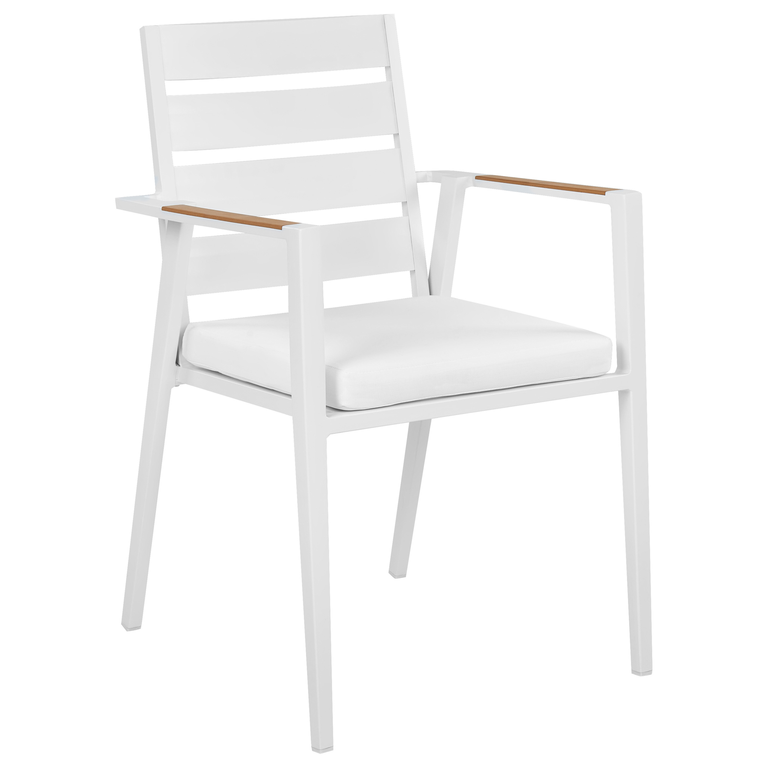 Beliani - Salle à Manger de Jardin Blanc en Aluminium Table Ronde Effet Marbre avec 4 Chaises et Coussins Pour Repas Convivial en Extérieur - Image 6