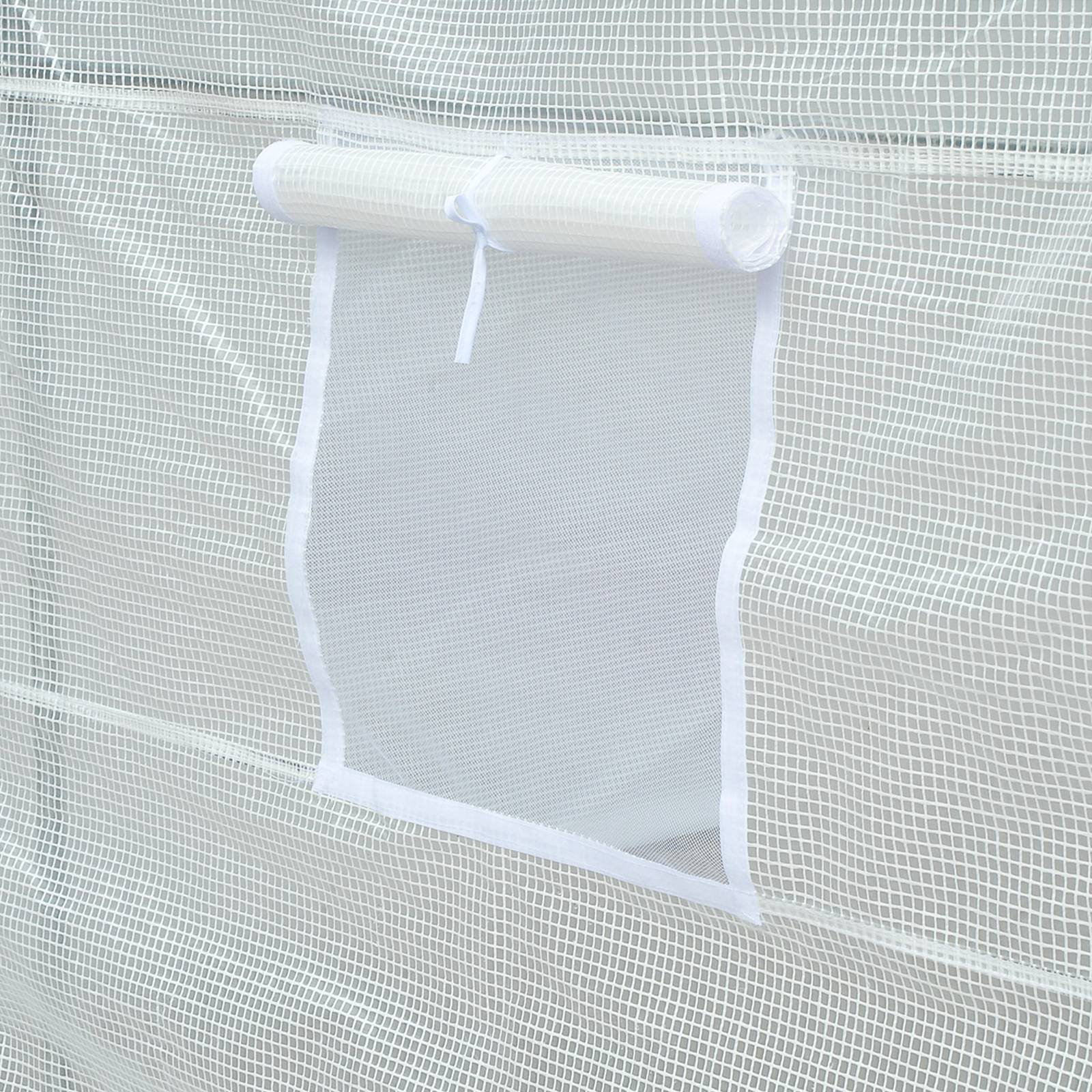 Serre tunnel de jardin 7m², serre de jardin tunnel avec porte et 6 fenêtres, bâche PE 140 g/m² 350 x 200 x 200 cm blanc - Image 10