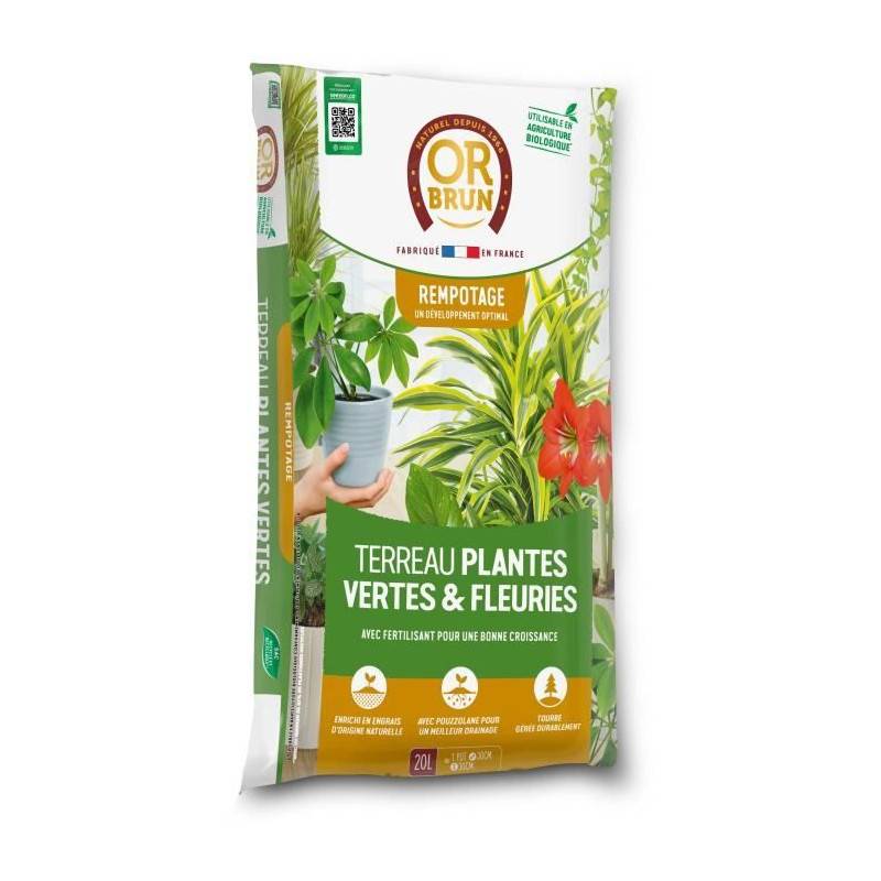 Or Brun - Terreau Plantes Vertes Et Fleuries D'intérieur - Or Brun - Obrtpv20n - 20 L
