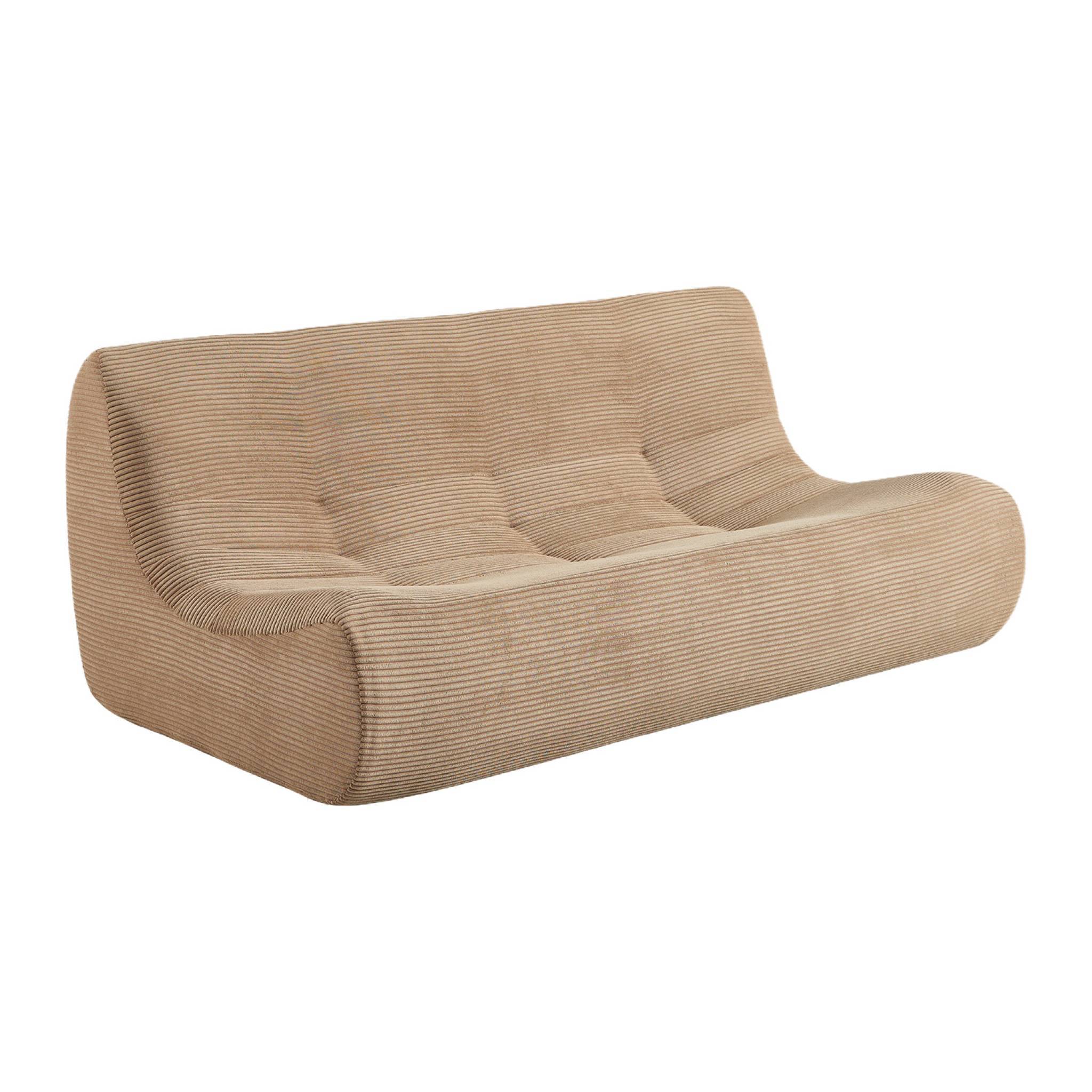 sweeek - Chauffeuse compressée velours côtelé 3 places beige foncé - Sokol | sweeek - Image 2