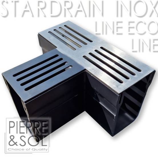 Caniveau étroit 6,5 cm Grille INOX Line - StarDrain - LINE ECO - Pièce en T - Image 1