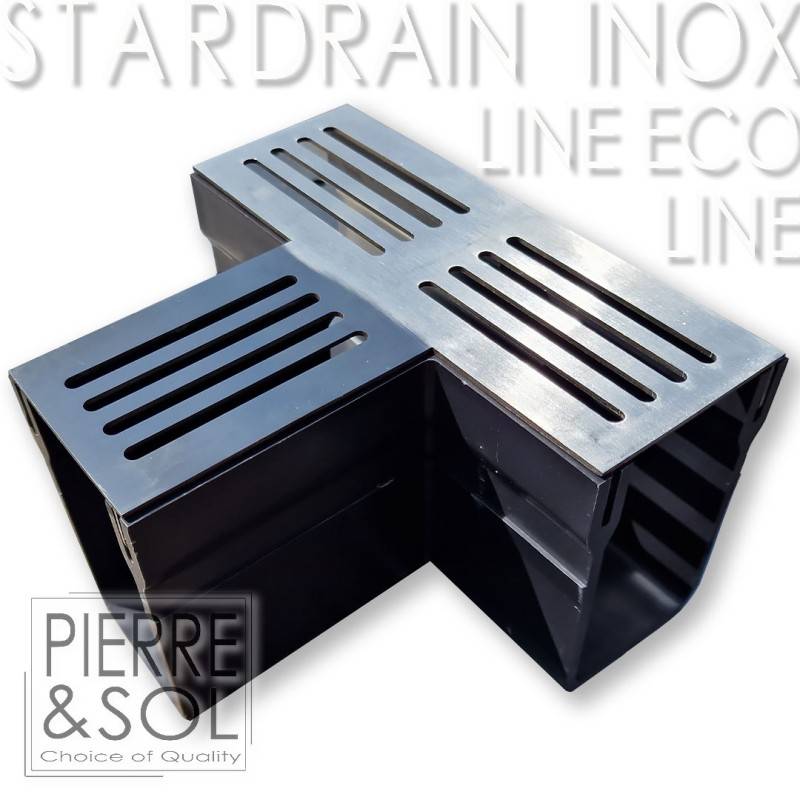 Caniveau étroit 6,5 cm Grille INOX Line - StarDrain - LINE ECO -       Pièce en T - Image 1