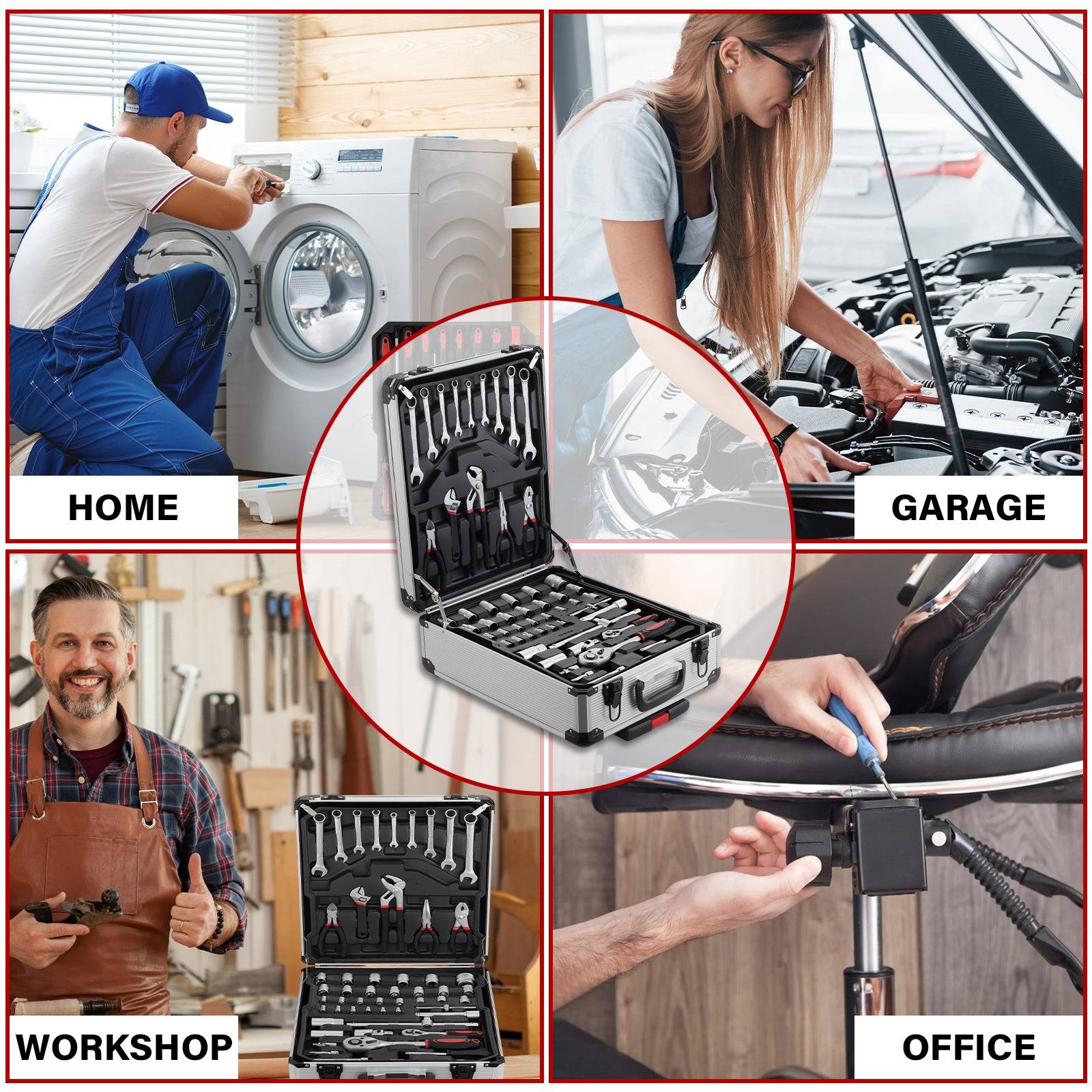 Coffret à Outils 1000 Pièces Professionnel - Valise Roulante Aluminium avec Poignée Télescopique et Outils Chrome Vanadium pour Mécanique - Image 6