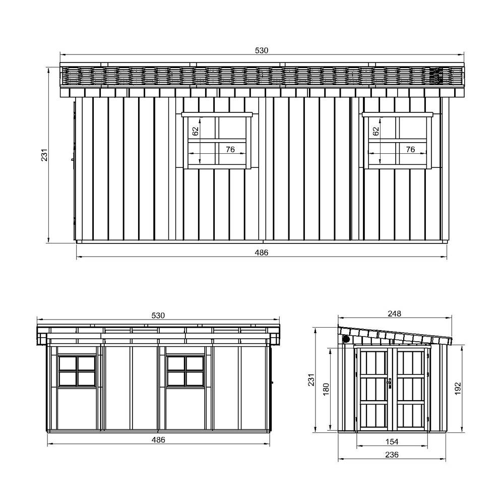 Timbela - Abri de Jardin Qualité Premium 11,47 m² / H231x248x530 cm avec plancher e paroi latérale - Timbela M940-CAVERN STEEL - Image 5