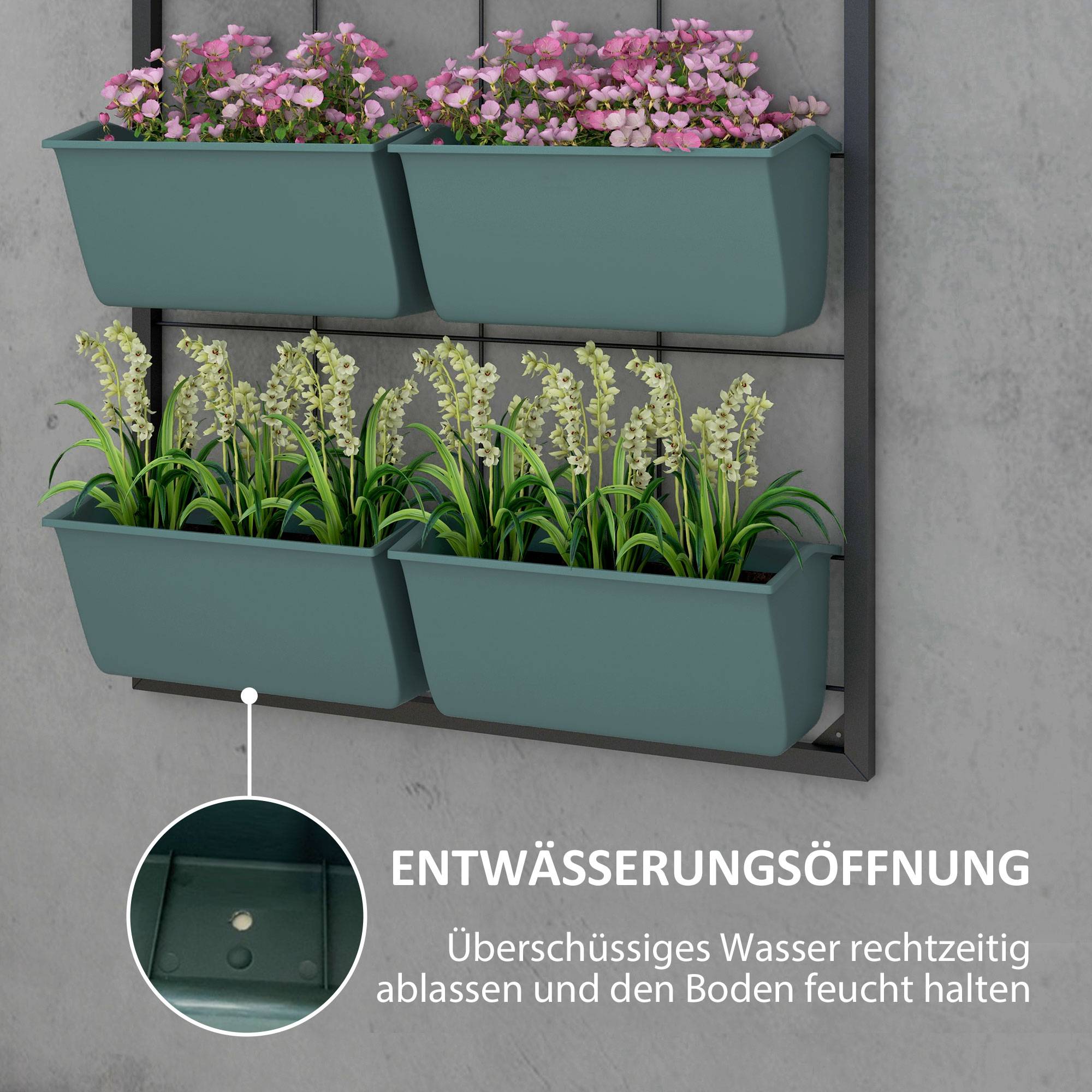 Étagère porte-plantes murale acier balcon 4 niveaux 8 bacs 52x14x90cm noir - ComfortXL Outdoor Living - Image 8