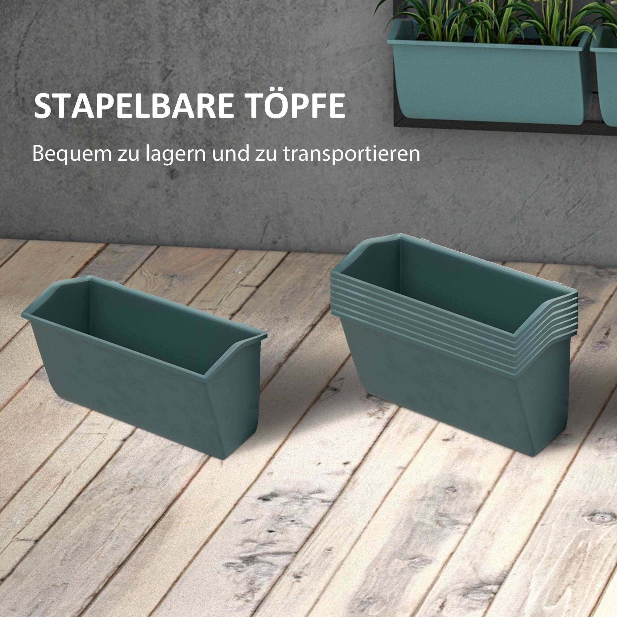 Étagère porte-plantes murale acier balcon 4 niveaux 8 bacs 52x14x90cm noir - ComfortXL Outdoor Living - Image 9