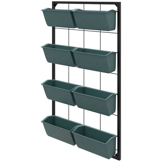 Étagère porte-plantes murale acier balcon 4 niveaux 8 bacs 52x14x90cm noir - ComfortXL Outdoor Living - Image 2