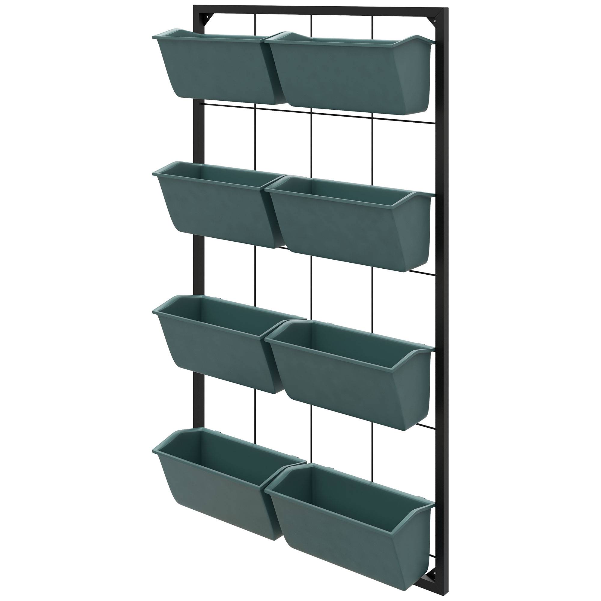 Étagère porte-plantes murale acier balcon 4 niveaux 8 bacs 52x14x90cm noir - ComfortXL Outdoor Living - Image 2