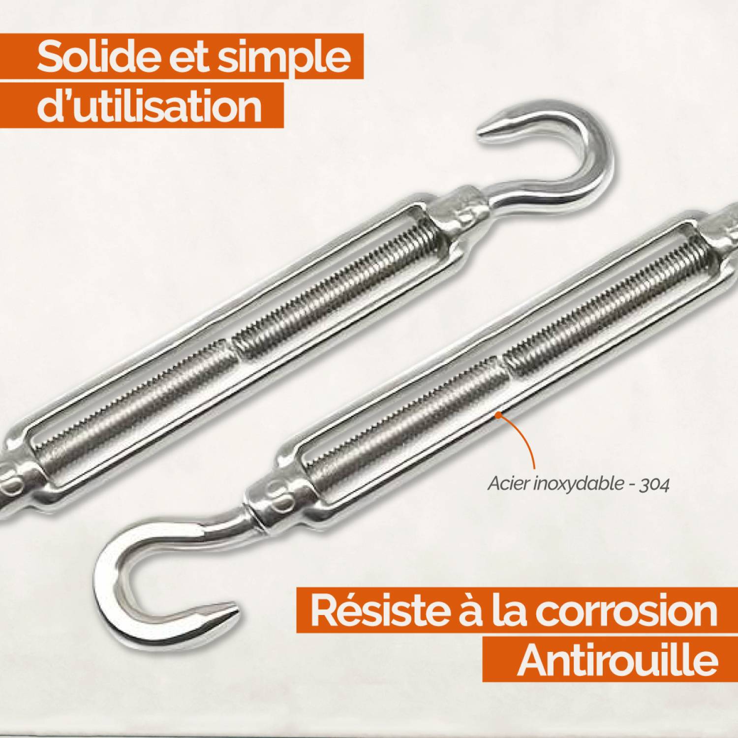 Linxor - Lot de 10 tendeurs de fil réglables en acier inoxydable - Double crochets - M4 - Linxor - Image 3