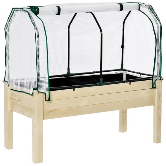 Carré potager sur pied bois avec serre balcon protection climat 121x55x117cm - ComfortXL Outdoor Living - Image 2
